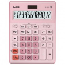 Калькулятор настольный CASIO GR-12С-PK (210х155 мм), 12 разрядов, двойное питание, РОЗОВЫЙ, GR-12C-P
