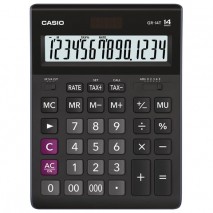 Калькулятор настольный CASIO GR-14T-W (210х155 мм), 14 разрядов, двойное питание, черный, GR-14T-W-E