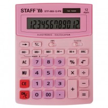 Калькулятор настольный STAFF STF-888-12-PK (200х150 мм) 12 разрядов, двойное питание, РОЗОВЫЙ, 25045