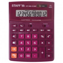 Калькулятор настольный STAFF STF-888-12-WR (200х150 мм) 12 разрядов, двойное питание, БОРДОВЫЙ, 2504