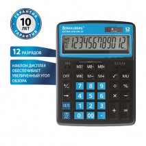 Калькулятор настольный BRAUBERG EXTRA COLOR-12-BKBU (206x155 мм), 12 разрядов, двойное питание, ЧЕРН