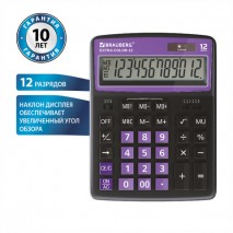 Калькулятор настольный BRAUBERG EXTRA COLOR-12-BKPR (206x155 мм),12 разрядов, двойное питание, ЧЕРНО