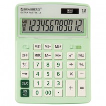 Калькулятор настольный BRAUBERG EXTRA PASTEL-12-LG (206x155 мм), 12 разрядов, двойное питание, МЯТНЫ