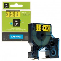 Картридж для принтеров этикеток DYMO D1, 9 мм х 7 м, лента пластиковая, чёрный шрифт, желтый фон, S0