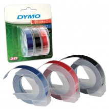 Картридж для принтеров этикеток DYMO Omega, 9 мм х 3 м, белый шрифт, черный, синий, красный фон, ком