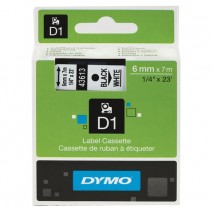 Картридж для принтеров этикеток DYMO D1, 6 мм х 7 м, лента пластиковая, чёрный шрифт, белый фон, S07