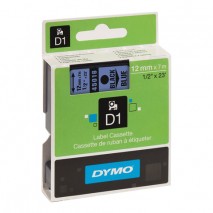 Картридж для принтеров этикеток DYMO D1, 12 мм х 7 м, лента пластиковая, чёрный шрифт, голубой фон,