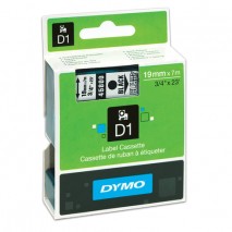 Картридж для принтеров этикеток DYMO D1, 19 мм х 7 м, лента пластиковая, чёрный шрифт, прозрачный фо