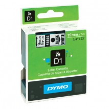 Картридж для принтеров этикеток DYMO D1, 19 мм х 7 м, лента пластиковая, чёрный шрифт, белый фон, S0