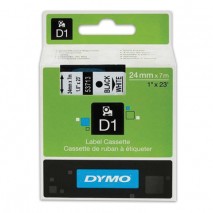 Картридж для принтеров этикеток DYMO D1, 24 мм х 7 м, лента пластиковая, чёрный шрифт, белый фон, S0