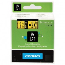 Картридж для принтеров этикеток DYMO D1, 24 мм х 7 м, лента пластиковая, чёрный шрифт, желтый фон, S