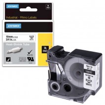 Картридж для принтеров этикеток DYMO Rhino, 19 мм х 1,5 м, термоусадочная трубка, черный шрифт, бела