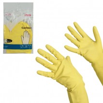 Перчатки хозяйственные резиновые VILEDA &quot;Контракт&quot; с х/б напылением, размер L (большой), желтые, 101