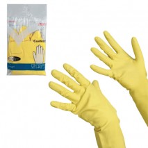 Перчатки хозяйственные резиновые VILEDA &quot;Контракт&quot; с х/б напылением, размер XL (очень большой), желт