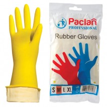 Перчатки хозяйственные латексные, х/б напыление, размер M (средний), желтые, PACLAN &quot;Professional&quot;