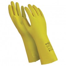 Перчатки латексные MANIPULA &quot;Блеск&quot;, хлопчатобумажное напыление, размер 7-7,5 (S), желтые, L-F-01