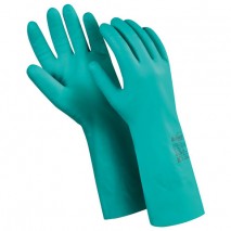 Перчатки нитриловые MANIPULA &quot;Дизель&quot;, хлопчатобумажное напыление, размер 7 (S), зеленые, N-F-06