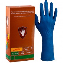 Перчатки латексные смотровые КОМПЛЕКТ 25 пар (50 шт.), S (малый), синие, SAFECARE High Risk DL/TL210