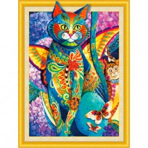 Картина стразами (алмазная мозаика) сияющая 40х50 см, ОСТРОВ СОКРОВИЩ &quot;Восточный кот&quot;, без подрамник