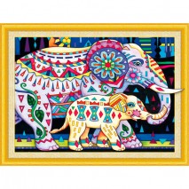 Картина стразами (алмазная мозаика) сияющая 40х50 см, ОСТРОВ СОКРОВИЩ &quot;Индийские слоны&quot;, без подрамн