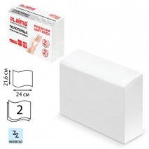 Полотенца бумажные (1 пачка 200 листов) LAIMA (Система H2) PREMIUM UNIT PACK, 2-слойные, 24х21,6 см,