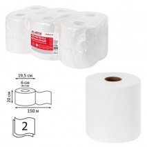 Полотенца бумажные с центральной вытяжкой 150 м, LAIMA (Система M2) PREMIUM, 2-слойные, белые, КОМПЛ