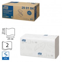 Полотенца бумажные, 200 шт., TORK (Система H3) Advanced, комплект 20 шт., 2-слойные, белые, 23х23, Z