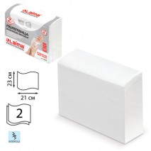 Полотенца бумажные (1 пачка 190 листов) LAIMA (H2) PREMIUM UNIT PACK, белые, 23х21 см, Z-сложение, 1