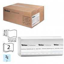 Полотенца бумажные 200 шт., VEIRO (Система H2) COMFORT, 2-слойные, белые, КОМПЛЕКТ 21 пачка, 24х21,6