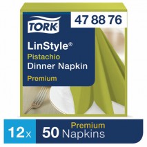 Салфетки бумажные нетканые сервировочные TORK LinStyle Premium, 39х39 см, 50 шт., фисташковые, 47887