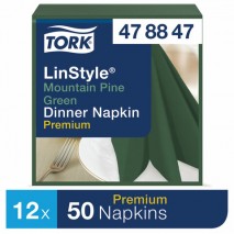 Салфетки бумажные нетканые сервировочные TORK &quot;LinStyle Premium&quot;, 39х39 см, 50 шт., темно-зеленые, 4