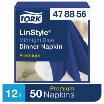 Салфетки бумажные нетканые сервировочные TORK LinStyle Premium, 39х39 см, 50 шт., темно-синие, 47885