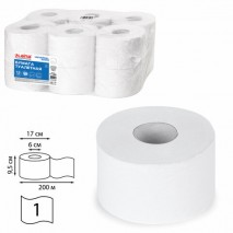 Бумага туалетная 200 м, LAIMA (T2), UNIVERSAL WHITE, 1-слойная, цвет белый, КОМПЛЕКТ 12 рулонов, 111