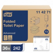 Бумага туалетная TORK (Система Т3), комплект 36 шт., Advanced, листовая, 242 л., 11х19 см, 2-слойная