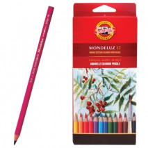 Карандаши цветные акварельные художественные KOH-I-NOOR &quot;Mondeluz&quot;, 12 цветов, 3,8 мм, заточенные, е