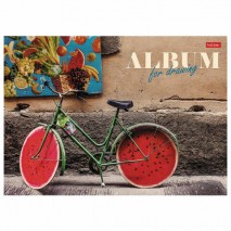 Альбом для рисования А4 24 л., склейка, ламинация, подложка, HATBER, 205х290 мм, &quot;Лето на велосипеде