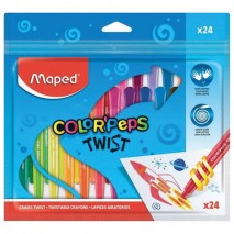 Восковые мелки MAPED (Франция) &quot;Color&amp;apos;peps Twist&quot;, 24 цвета, выкручивающиеся в пластиковом корпусе,