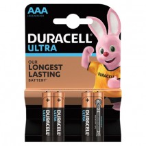 Батарейки КОМПЛЕКТ 4 шт., DURACELL Ultra, AAA (LR03, 24А), алкалиновые, мизинчиковые, блистер