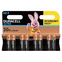 Батарейки КОМПЛЕКТ 8 шт., DURACELL Ultra, AA (LR06, 15А), алкалиновые, пальчиковые, блистер