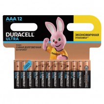 Батарейки КОМПЛЕКТ 12 шт., DURACELL Ultra, AAA (LR03, 24А), алкалиновые, мизинчиковые, блистер