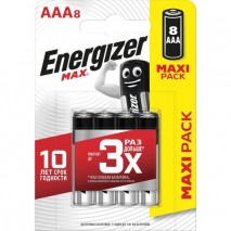 Батарейки КОМПЛЕКТ 8 шт., ENERGIZER Max, AAA (LR03, 24А), алкалиновые, мизинчиковые, блистер, E30153